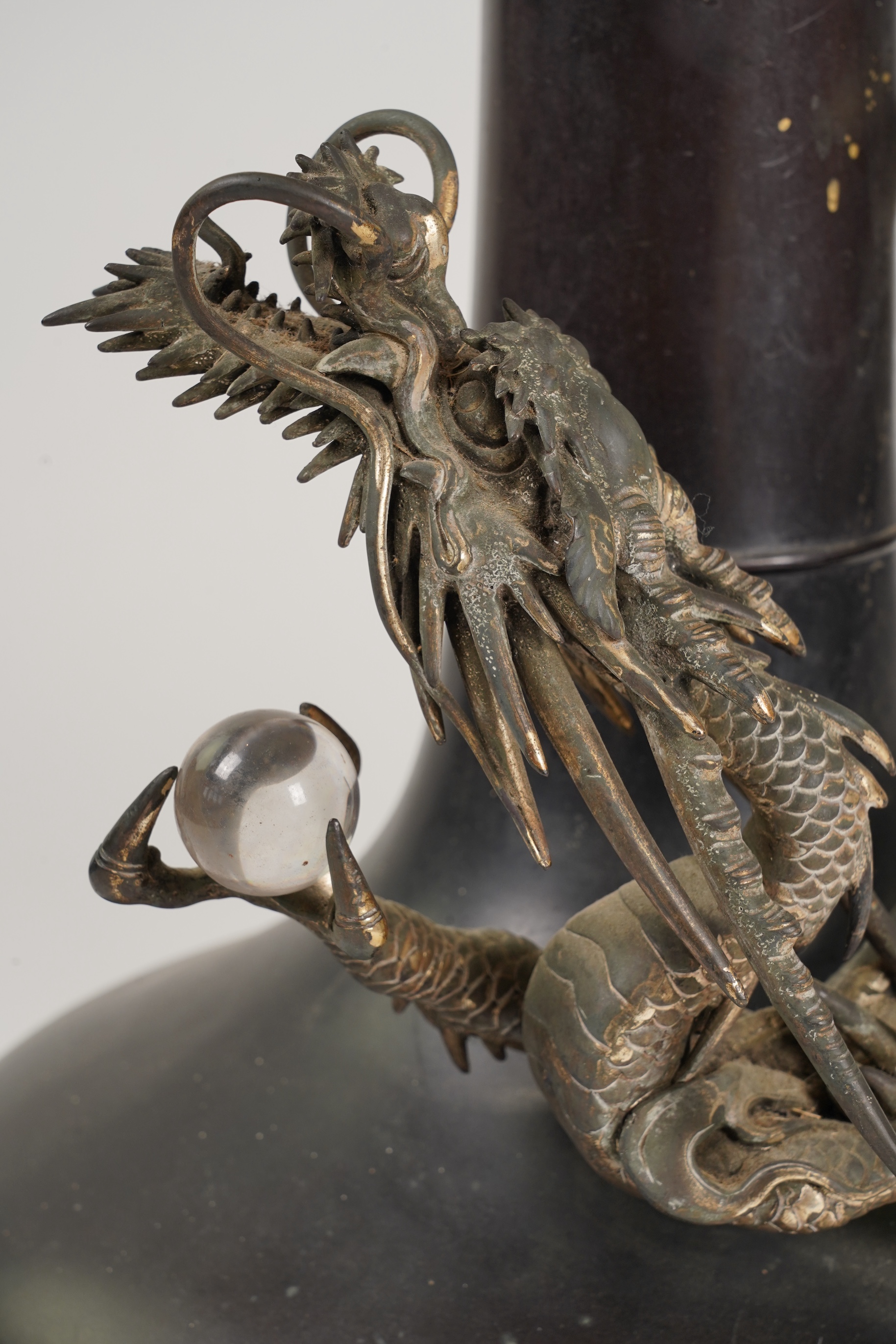 A massive Japanese bronze ‘dragon’ bottle vase, Meiji period
